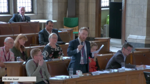 Cllr Alan Good Addressing Manchester City Council Cllr Alan Good Addressing Manchester City Council