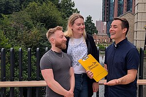 Alan, Chris and Luke stood on the new Ashton Canal Bridge