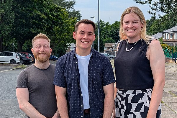 Alan, Luke and Chris stood together on Purslow Close.