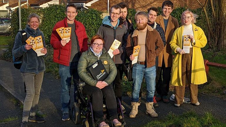 Photo of Liberal Democrats on an estate while canvassing.