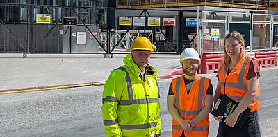 Cllrs Northwood and Good and John Bridges at a construction site