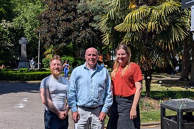 John Bridges, Alan Good and Chris Northwood in a park